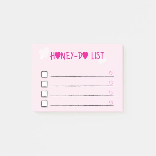 ハニードリストピンクハートチェックリスト妻の夫 ポストイット (正面)