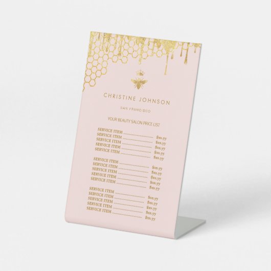 ハニードリップクイーンビー価格表台座サイン 台座サイン (正面)