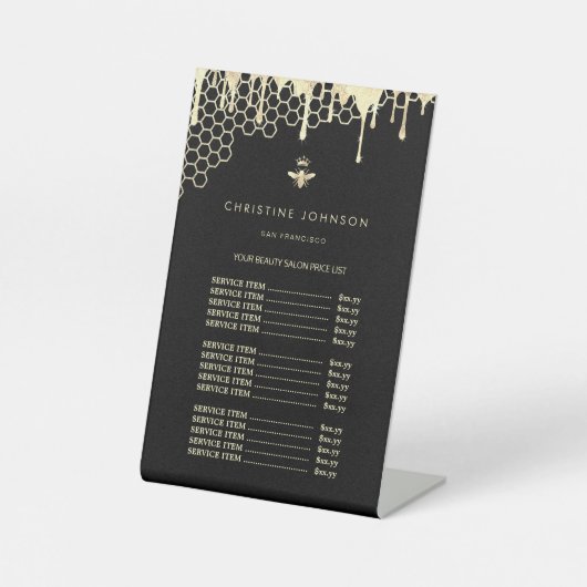 ハニードリップスクイーンビーのロゴの価格表 台座サイン (正面)