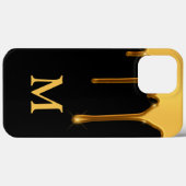 ハニードリップブラック金ゴールドイニシャルタイポグラフィハニカム Case-Mate iPhoneケース (裏面 (横))