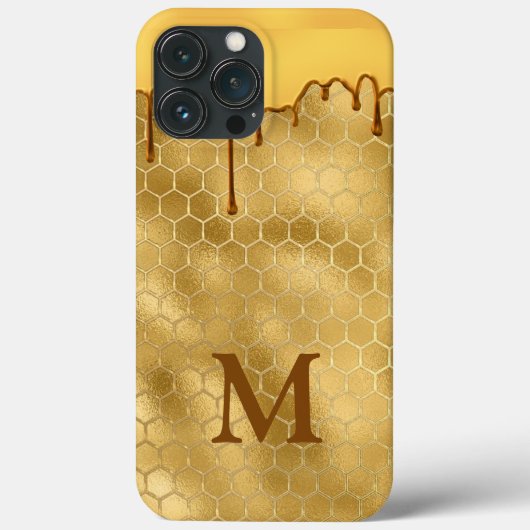 ハニードリップ ゴールドイニシャル タイポグラフィーハニカム Case-Mate iPhoneケース (裏面)