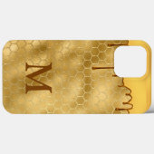 ハニードリップ ゴールドイニシャル タイポグラフィーハニカム Case-Mate iPhoneケース (裏面 (横))