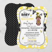 ハニーハニカムドットの赤ちゃん歓迎会招待状 招待状 (正面/裏面)