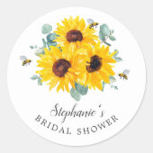 ハニーハニーの花嫁シャワー サンフラワーの花 ラウンドシール (正面)