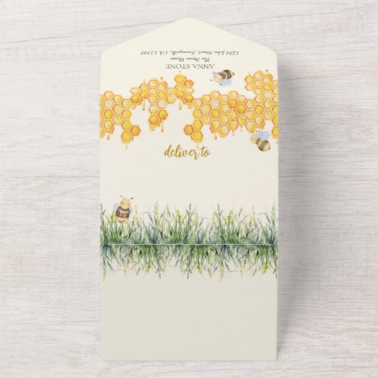 ハニーハニーベイビーシャワー 〜ママになるあなたへ〜 オールインワン招待状 (外側)