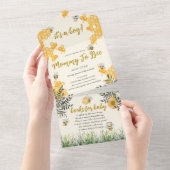 ハニーハニーベイビーシャワー 〜ママになるあなたへ〜 オールインワン招待状 (貼ってはがせる)