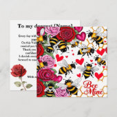 ハニーハートの蜜蜂と花のフラットホリデーカード シーズンカード (正面/裏面)