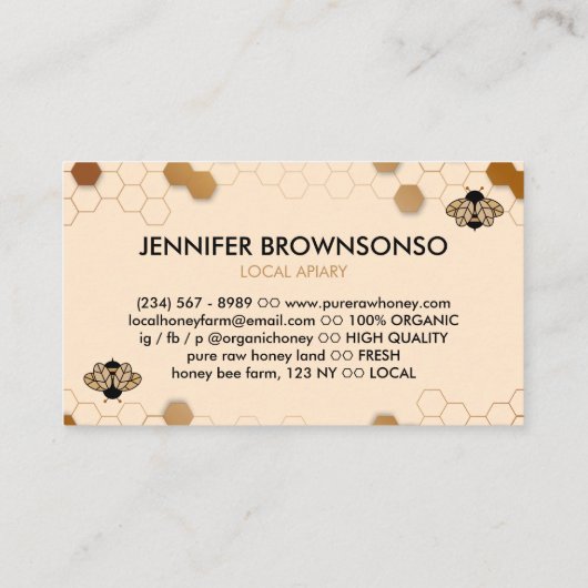 ハニーハーブの蜜蜂が飛ぶ養蜂家 名刺 (裏面)