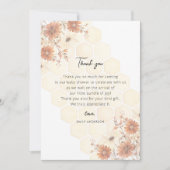 ハニーバジーBohoワイルドフラワーガールズベビーシャワー サンキューカード (正面)