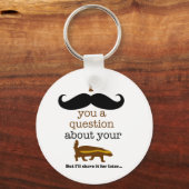 ハニーバッジャーのi mustache you a question キーホルダー (正面)