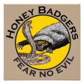 ハニーバッジャーは悪い黄色の怖い動物アートを恐れない フォトプリント (正面)