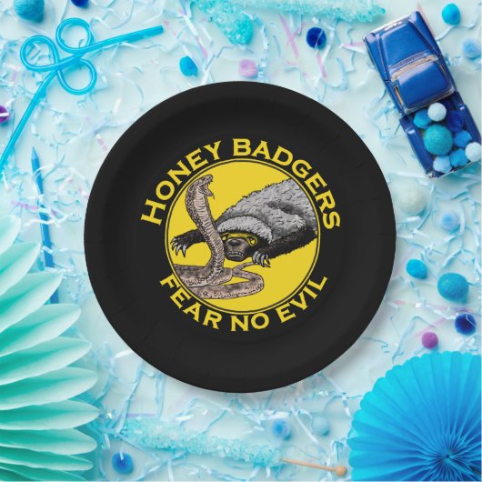 ハニーバッジャーは悪い黄色の怖い動物アートを恐れない ペーパープレート (パーティー)