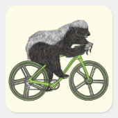 ハニーバッジャーサイクリングおもしろいバダスアニマルサイクリスト スクエアシール (正面)