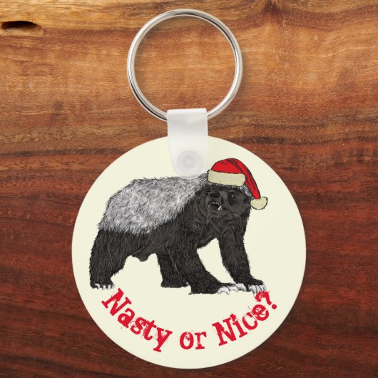 ハニーバッジャーバおもしろいダスフェスティバルサンタ引用文 キーホルダー (正面)