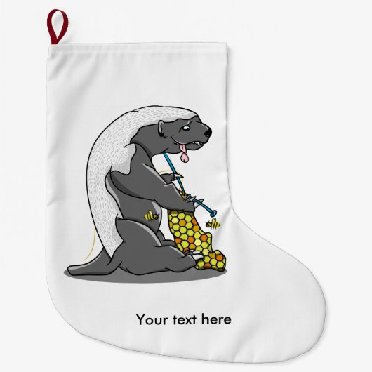 ハニーバッジャー編み物 ラージクリスマスストッキング (正面)