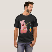 ハニーバッジャー 漁師 漁網 魚 Tシャツ (正面フル)