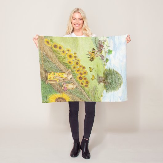 ハニーバニーとハニーミツバチが出会う フリースブランケット (インサイチュ)