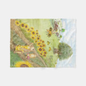 ハニーバニーとハニーミツバチが出会う フリースブランケット (正面(横))