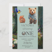 ハニーバニーとブーブベア1歳の誕生日 招待状 (正面)