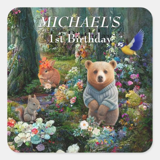 ハニーバニーとブーブベア スクエアシール (正面)