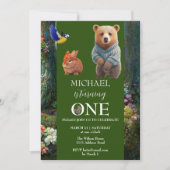 ハニーバニーとブーベアの1歳の誕生日 招待状 (正面)