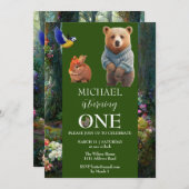 ハニーバニーとブーベアの1歳の誕生日 招待状 (正面/裏面)