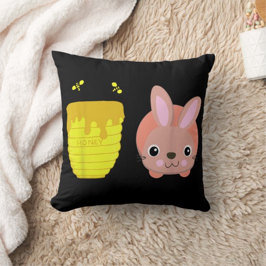 ハニーバニーキュート&ラバおもしろいビット動物愛好家 クッション (ブランケット)