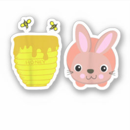 ハニーバニーキュート&ラバおもしろいビット動物愛好家 シール