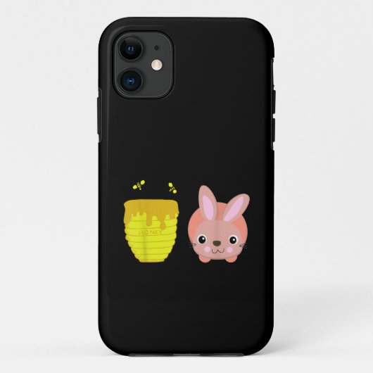 ハニーバニーキュート&ラバおもしろいビット動物愛好家 Case-Mate iPhoneケース (裏面)