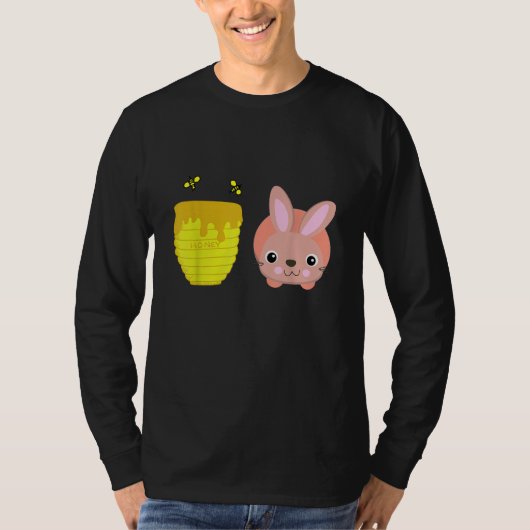 ハニーバニー かわいい ウサギ 動物好き Tシャツ (正面)