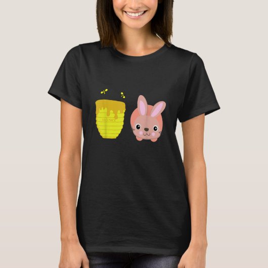 ハニーバニー かわいい ウサギ 動物好き Tシャツ (正面)