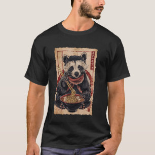 ハニーバ食べッジャーのラーメン日本のウッドブロ Tシャツ