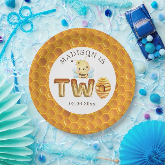 ハニーパーソナライズされたビーセカンド誕生日紙プレート ペーパープレート (パーティー)