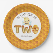 ハニーパーソナライズされたビーセカンド誕生日紙プレート ペーパープレート (正面)