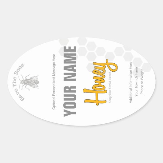 ハニーパーソナライズされたボトルカスタムラベル 楕円形シール (正面)