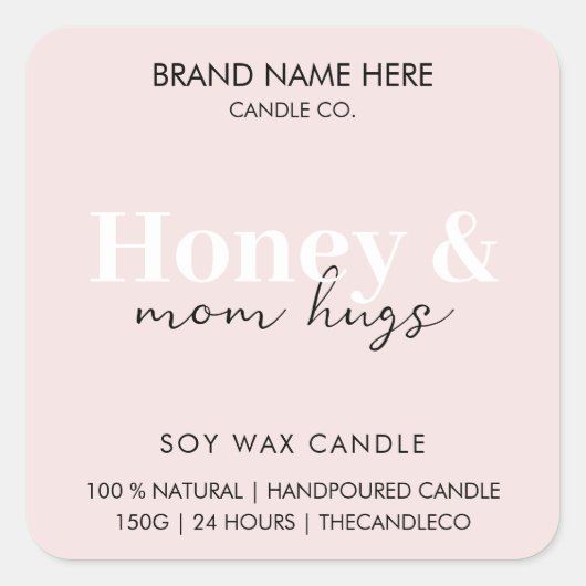 ハニーパーソナライズされた&ママハグスエレガントキャンドル スクエアシール (正面)