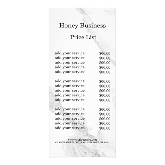 ハニービジネス価格表ラックカード ラックカード (正面)