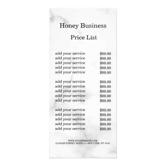 ハニービジネス価格表ラックカード ラックカード (正面)