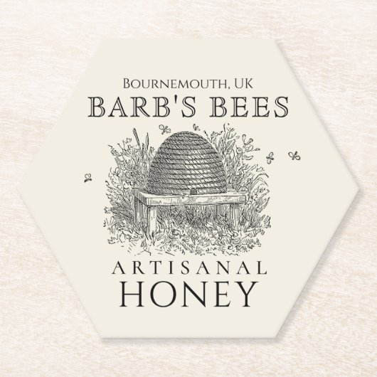 ハニービジネス六角キャンドルコースターアイボリー串 ペーパーコースター (正面)