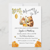 ハニービーかわいいクマ赤ちゃんシャワー招待状 シーズンカード (正面)