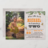 ハニービーかわいい男の子フォトバースデーパーティー 招待状 (正面/裏面)