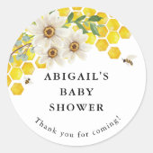 ハニービーとデイジーのパーソナライズされた好意 ラウンドシール (正面)