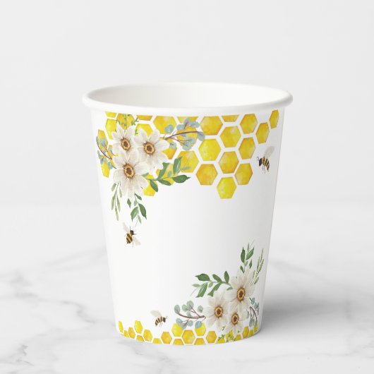 ハニービーとデイジーパーソナライズされたベビーシャワー 紙コップ (裏面)