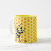 ハニービーとハート&モノグラムツートーンコーヒーMu ツートーンマグカップ (正面左)