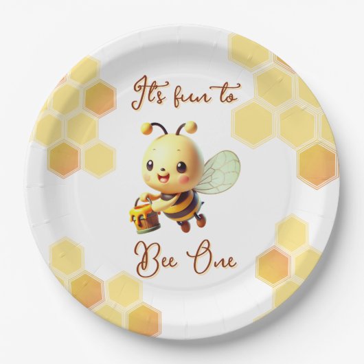 ハニービーのおもしろいに誕生日 ペーパープレート (正面)