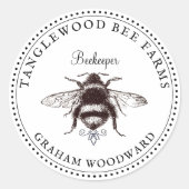 ハニービーのロゴ養蜂家ハニープロダクツ ラウンドシール (正面)