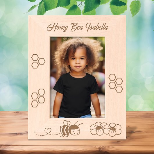 ハニービーの花5 x 7 レーザー彫刻フレーム