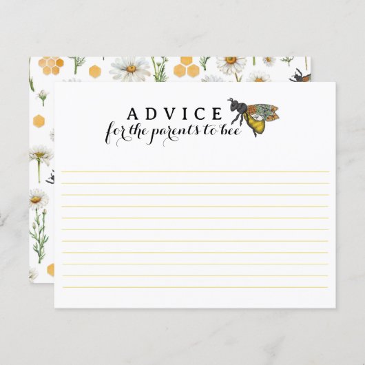 ハニービーの親へビーベイビーシャワーアドバイスカード | (正面/裏面)