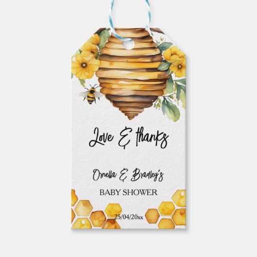 ハニービーの赤ちゃん感謝していシャワーあなたがテンプレートを好む ギフトタグ (正面)
