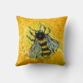 ハニービーひまわり金ゴールド黄色アンバー枕 クッション (裏面)